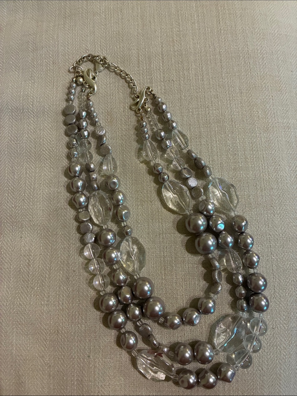 Chico's Silver-Tone Multi-Strand Beaded Necklace